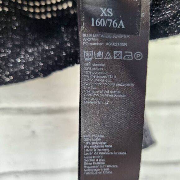 AllSaints Women Black Sheer Open Knit Elle Metallic Pullover Size XS - Picture 13 of 13